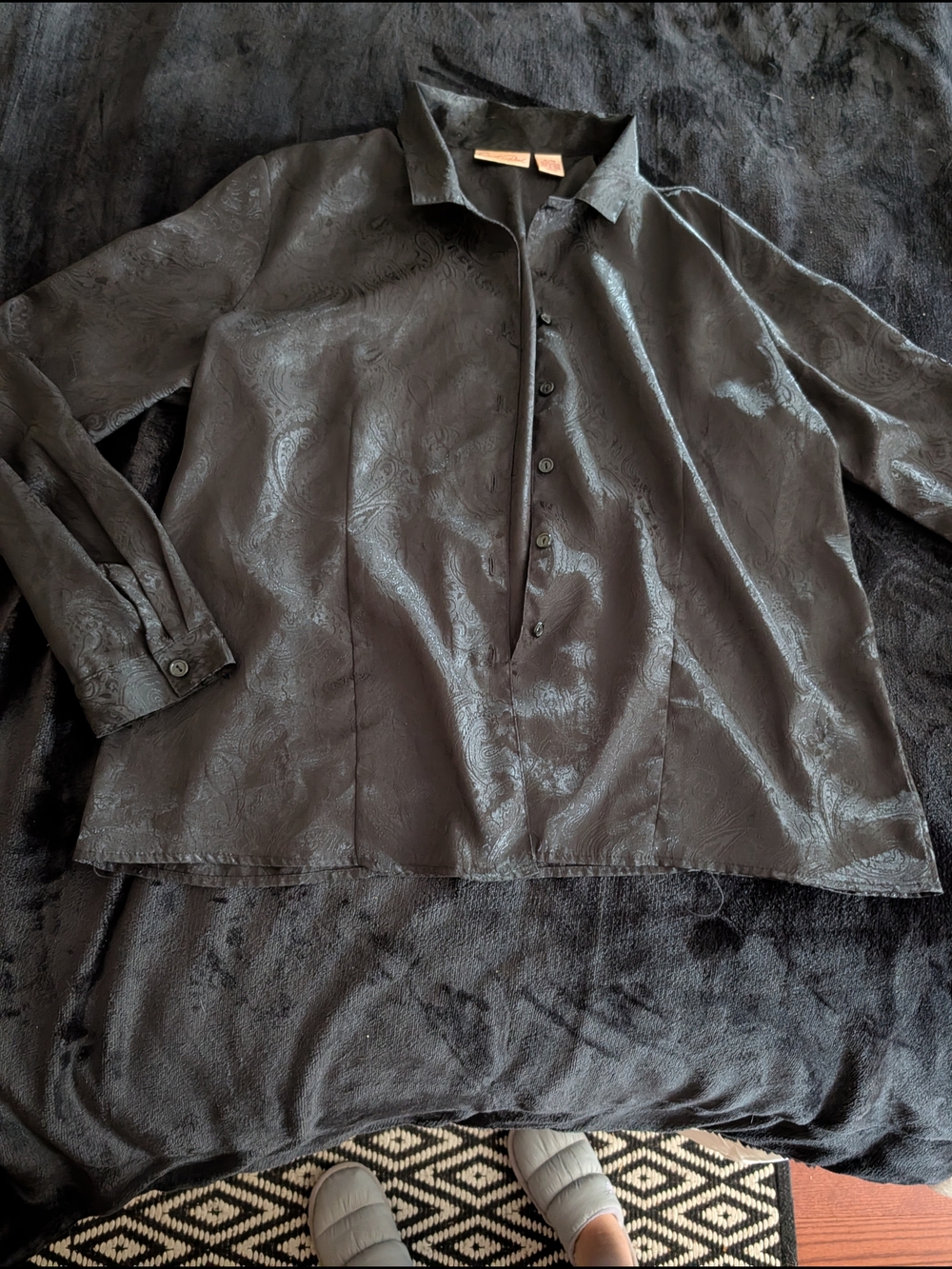 Vintage Carroll Reed Black Long-Sleeve Button Shirt